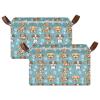 ALAZA Cartoon Puppy Dog Paw Print Blue Rectangular Closet Storage Box Storage Bin Basket Storage Cube with Leather Handles Nursery Storage Laundry Hamper 2 Piece view 2