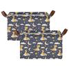 ALAZA Dinosaur Moon Cloud Star Rectangular Closet Storage Box Storage Bin Basket Storage Cube with Leather Handles Nursery Storage Laundry Hamper 2 Piece view 2
