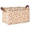 ALAZA Strawberry Hamburger Flower Floral Rectangular Closet Storage Box Storage Bin Basket Storage Cube with Leather Handles Nursery Storage Laundry Hamper 2 Piece view 1
