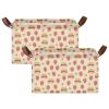 ALAZA Strawberry Hamburger Flower Floral Rectangular Closet Storage Box Storage Bin Basket Storage Cube with Leather Handles Nursery Storage Laundry Hamper 2 Piece view 2