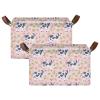 ALAZA Cow Rose Flower Floral Rectangular Closet Storage Box Storage Bin Basket Storage Cube with Leather Handles Nursery Storage Laundry Hamper 2 Piece view 2