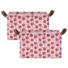 ALAZA Cherry Fruit Love Heart Rectangular Closet Storage Box Storage Bin Basket Storage Cube with Leather Handles Nursery Storage Laundry Hamper 2 Piece view 2
