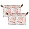 ALAZA Flamingo Seashell White Rectangular Closet Storage Box Storage Bin Basket Storage Cube with Leather Handles Nursery Storage Laundry Hamper 2 Piece view 2