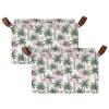 ALAZA Flamingo Palm Leaves Summer Rectangular Closet Storage Box Storage Bin Basket Storage Cube with Leather Handles Nursery Storage Laundry Hamper 2 Piece view 2