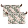 ALAZA Cactus Cartoon Rectangular Closet Storage Box Storage Bin Basket Storage Cube with Leather Handles Nursery Storage Laundry Hamper 2 Piece view 2