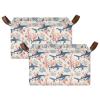 ALAZA Shark Coral Reef Vintage Rectangular Closet Storage Box Storage Bin Basket Storage Cube with Leather Handles Nursery Storage Laundry Hamper 2 Piece view 2
