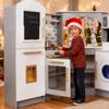 Large Wooden Corner Play Kitchen Sets with Ice Maker,Water Dispenser,Bread Maker,Washing Machine,Electronic Display,Toy Sink with Running Water,Stove with Light&Sounds, Birthday Gift for 3+ view 2