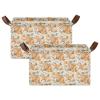 ALAZA Cute Capybaras Lemon Leaves Rectangular Closet Storage Box Storage Bin Basket Storage Cube with Leather Handles Nursery Storage Laundry Hamper 2 Piece view 2