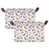 ALAZA Blue Yellow Bird Rectangular Closet Storage Box Storage Bin Basket Storage Cube with Leather Handles Nursery Storage Laundry Hamper 2 Piece view 2