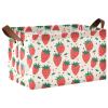 ALAZA Cartoon Polka Dots Strawberry Rectangular Closet Storage Box Storage Bin Basket Storage Cube with Leather Handles Nursery Storage Laundry Hamper 2 Piece view 1