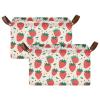 ALAZA Cartoon Polka Dots Strawberry Rectangular Closet Storage Box Storage Bin Basket Storage Cube with Leather Handles Nursery Storage Laundry Hamper 2 Piece view 2