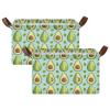 ALAZA Avocado Leaves Fruit Rectangular Closet Storage Box Storage Bin Basket Storage Cube with Leather Handles Nursery Storage Laundry Hamper 2 Piece view 2