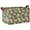 ALAZA Floral Orange Fruit Rectangular Closet Storage Box Storage Bin Basket Storage Cube with Leather Handles Nursery Storage Laundry Hamper 2 Piece view 1