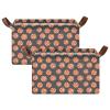 ALAZA Basketball Black Cartoon Rectangular Closet Storage Box Storage Bin Basket Storage Cube with Leather Handles Nursery Storage Laundry Hamper 2 Piece view 2