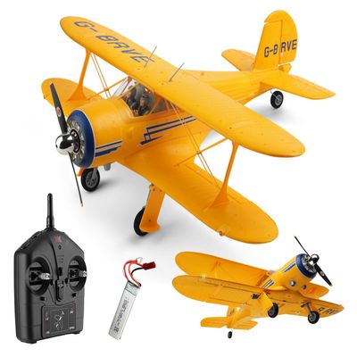 Ssccgym Large 550MM War-II Beech D17S Remote Control Combat Aircraft 4CH XK A300 3D/6G Aerobatic LED Brushless RC Aircraft Full-Function for Professional Players/Yellow