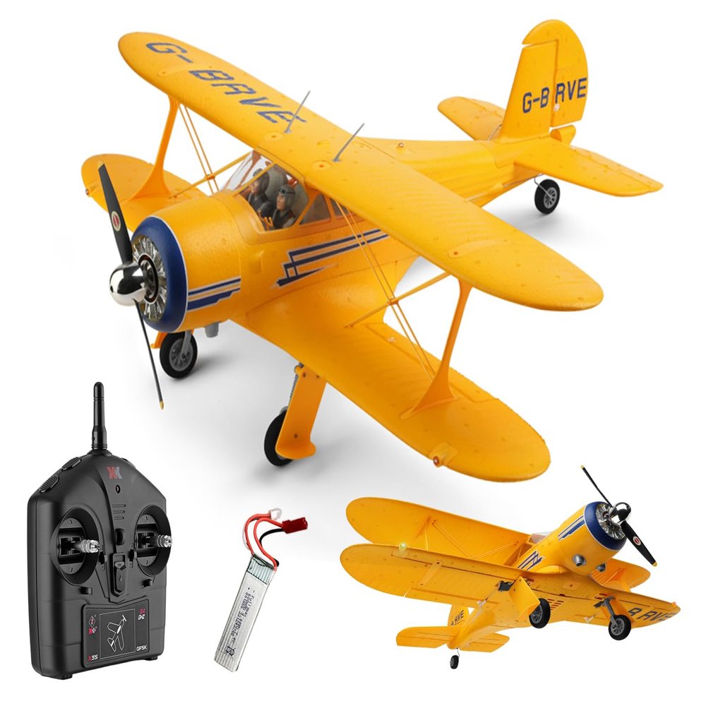 Ssccgym Large 550MM War-II Beech D17S Remote Control Combat Aircraft 4CH XK A300 3D/6G Aerobatic LED Brushless RC Aircraft Full-Function for Professional Players/Yellow
