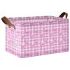 ALAZA Flamingo on Plaid Rectangular Closet Storage Box Storage Bin Basket Storage Cube with Leather Handles Nursery Storage Laundry Hamper 2 Piece view 1