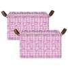 ALAZA Flamingo on Plaid Rectangular Closet Storage Box Storage Bin Basket Storage Cube with Leather Handles Nursery Storage Laundry Hamper 2 Piece view 2