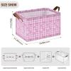 ALAZA Flamingo on Plaid Rectangular Closet Storage Box Storage Bin Basket Storage Cube with Leather Handles Nursery Storage Laundry Hamper 2 Piece view 3