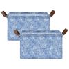 ALAZA Blue Leopard Print Animal Rectangular Closet Storage Box Storage Bin Basket Storage Cube with Leather Handles Nursery Storage Laundry Hamper 2 Piece view 2