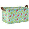 ALAZA Kiwis Strawberry Blue Rectangular Closet Storage Box Storage Bin Basket Storage Cube with Leather Handles Nursery Storage Laundry Hamper 2 Piece view 1