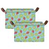ALAZA Kiwis Strawberry Blue Rectangular Closet Storage Box Storage Bin Basket Storage Cube with Leather Handles Nursery Storage Laundry Hamper 2 Piece view 2