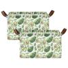 ALAZA Beautiful Leaf Avacodos Rectangular Closet Storage Box Storage Bin Basket Storage Cube with Leather Handles Nursery Storage Laundry Hamper 2 Piece view 2