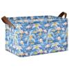 ALAZA Flamingo Palm Tree Ocean Wave Rectangular Closet Storage Box Storage Bin Basket Storage Cube with Leather Handles Nursery Storage Laundry Hamper 2 Piece view 1