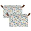 ALAZA Beach Palm Tree Fish Rectangular Closet Storage Box Storage Bin Basket Storage Cube with Leather Handles Nursery Storage Laundry Hamper 2 Piece view 2