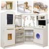 Large Wooden Corner Play Kitchen Sets with Ice Maker,Water Dispenser,Bread Maker,Washing Machine,Electronic Display,Toy Sink with Running Water,Stove with Light&Sounds, Birthday Gift for 3+Boys Girl view 1