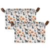 ALAZA Cat Star Pumpkin Halloween Rectangular Closet Storage Box Storage Bin Basket Storage Cube with Leather Handles Nursery Storage Laundry Hamper 2 Piece view 2