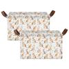 ALAZA Cartoon Kangaroo Rectangular Closet Storage Box Storage Bin Basket Storage Cube with Leather Handles Nursery Storage Laundry Hamper 2 Piece view 2