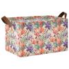ALAZA Blossom Floral Flamingo Rectangular Closet Storage Box Storage Bin Basket Storage Cube with Leather Handles Nursery Storage Laundry Hamper 2 Piece view 1