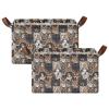 ALAZA Cats Dog Puppy Animal Rectangular Closet Storage Box Storage Bin Basket Storage Cube with Leather Handles Nursery Storage Laundry Hamper 2 Piece view 2