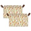 ALAZA Capybara Heart Green Rectangular Closet Storage Box Storage Bin Basket Storage Cube with Leather Handles Nursery Storage Laundry Hamper 2 Piece view 2