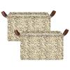 ALAZA Retro Leopard Print Animal Rectangular Closet Storage Box Storage Bin Basket Storage Cube with Leather Handles Nursery Storage Laundry Hamper 2 Piece view 2