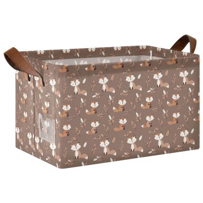 ALAZA Fox Leaf Fruit Animal Rectangular Closet Storage Box Storage Bin Basket Storage Cube with Leather Handles Nursery Storage Laundry Hamper 2 Piece