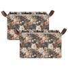 ALAZA Beautiful Cats Rose Rectangular Closet Storage Box Storage Bin Basket Storage Cube with Leather Handles Nursery Storage Laundry Hamper 2 Piece view 2