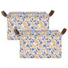 ALAZA Blueberries Oranges Leaf Rectangular Closet Storage Box Storage Bin Basket Storage Cube with Leather Handles Nursery Storage Laundry Hamper 2 Piece view 2