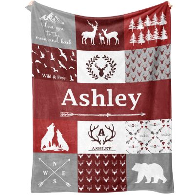AZUFEMOS Name Blankets Personalized Kids-Personalized Blanket with Name-Personalized Blankets for Kids Girls Boys-Personalized Birthday Gifts for Baby (Animal 2)