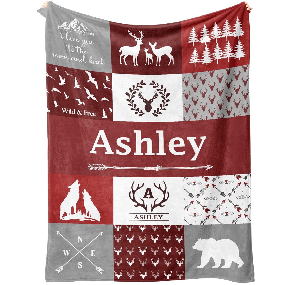 AZUFEMOS Name Blankets Personalized Kids-Personalized Blanket with Name-Personalized Blankets for Kids Girls Boys-Personalized Birthday Gifts for Baby (Animal 2)