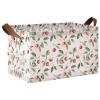 ALAZA Green Leaf Cherry Branch Rectangular Closet Storage Box Storage Bin Basket Storage Cube with Leather Handles Nursery Storage Laundry Hamper 2 Piece view 1