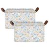 ALAZA Cute Seashell Starfish White Rectangular Closet Storage Box Storage Bin Basket Storage Cube with Leather Handles Nursery Storage Laundry Hamper 2 Piece view 2