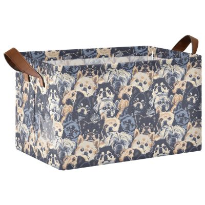 ALAZA Dog Puppy Animal Colored Rectangular Closet Storage Box Storage Bin Basket Storage Cube with Leather Handles Nursery Storage Laundry Hamper 2 Piece