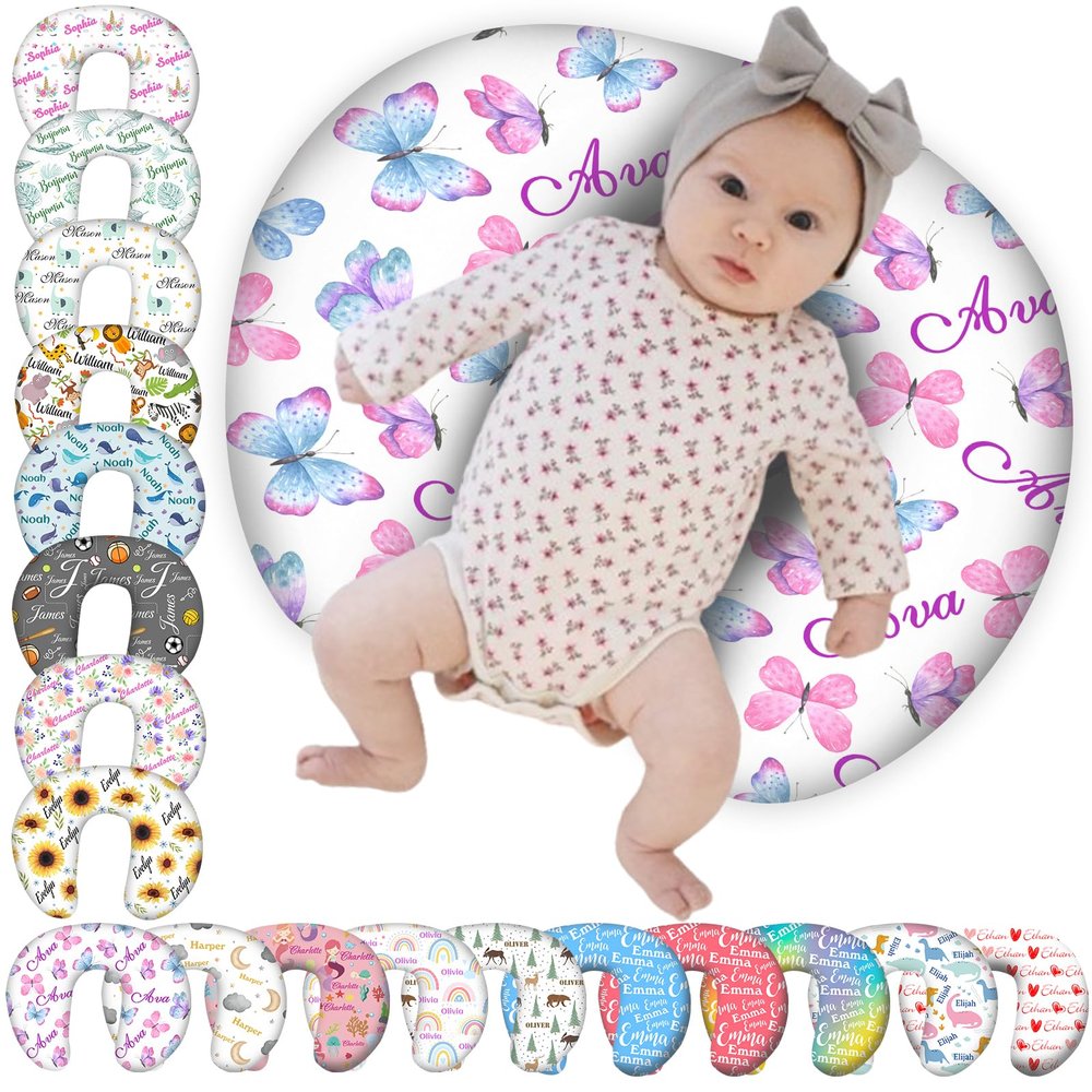 Baby Nursing Pillow Cover, Custom Personalized Breastfeeding Pillowcase with Name, Customized U-Shaped Removable Nursing Covers for Breastfeeding Pillows, Custom Gift for Infant Baby Boys and Girls