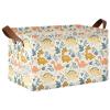 ALAZA Cute Dinosaur Leves Cartoon Rectangular Closet Storage Box Storage Bin Basket Storage Cube with Leather Handles Nursery Storage Laundry Hamper 2 Piece view 1