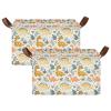ALAZA Cute Dinosaur Leves Cartoon Rectangular Closet Storage Box Storage Bin Basket Storage Cube with Leather Handles Nursery Storage Laundry Hamper 2 Piece view 2