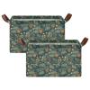 ALAZA Chestnuts Pines Tree Rectangular Closet Storage Box Storage Bin Basket Storage Cube with Leather Handles Nursery Storage Laundry Hamper 2 Piece view 2