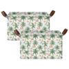 ALAZA Seashell Palm Tree Starfish White Rectangular Closet Storage Box Storage Bin Basket Storage Cube with Leather Handles Nursery Storage Laundry Hamper 2 Piece view 2
