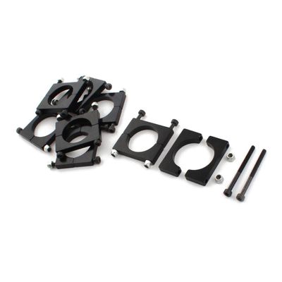 2pcs Black 8/10/12/14/16/20/25/30mm CNC Aluminium Tube Clamp Motor Mount Fixture Clip Holder for Multi-axis Fixed-wing Aircraft (2Pcs 16mm)